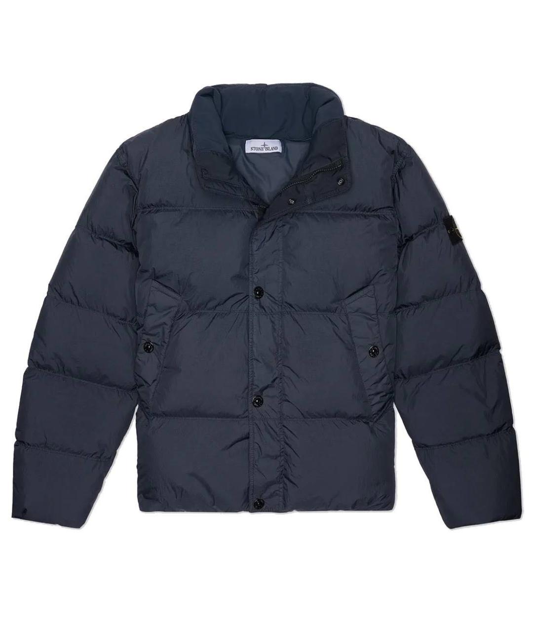 STONE ISLAND Темно-синий полиамидовый пуховик, фото 1