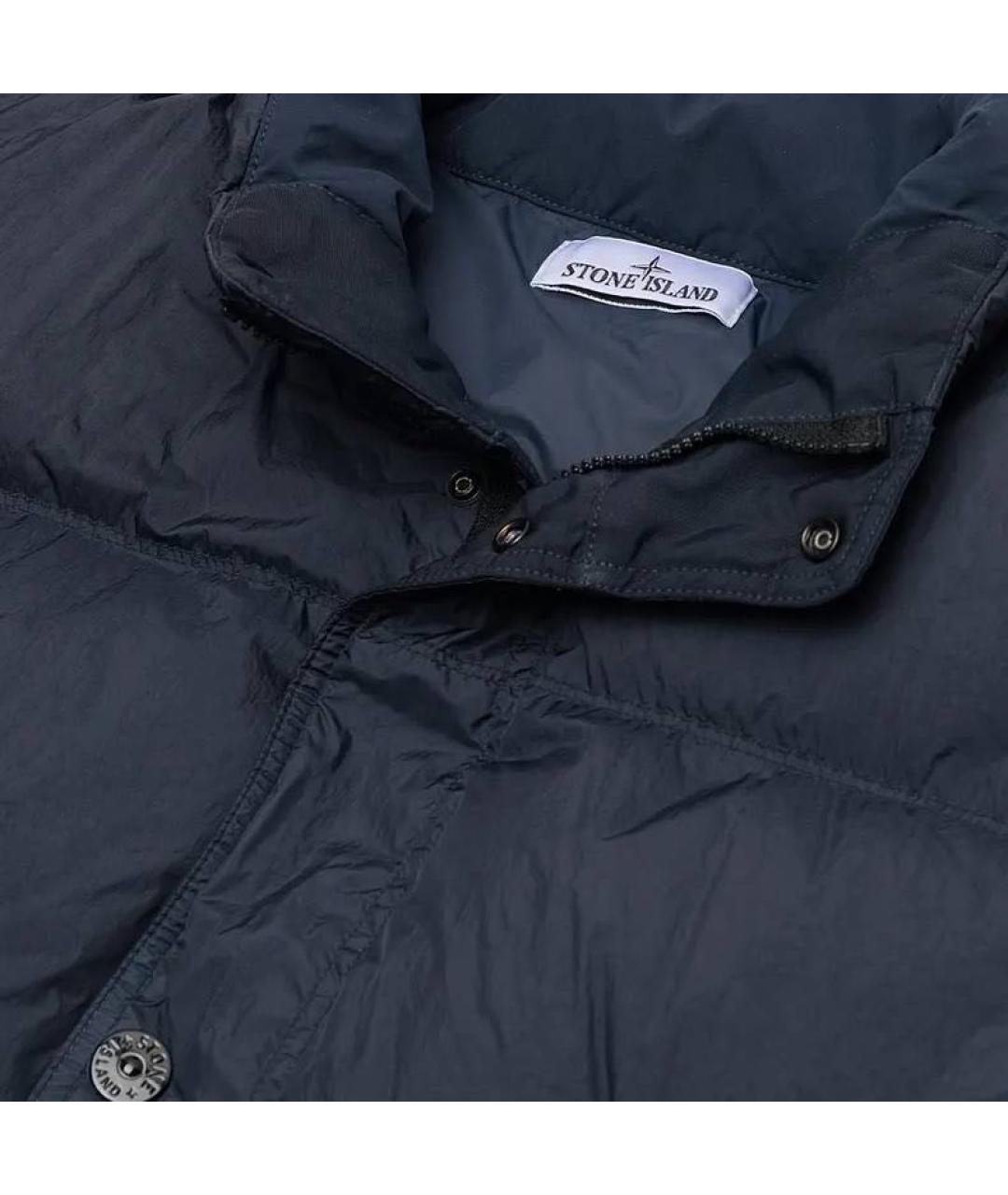 STONE ISLAND Темно-синий полиамидовый пуховик, фото 3