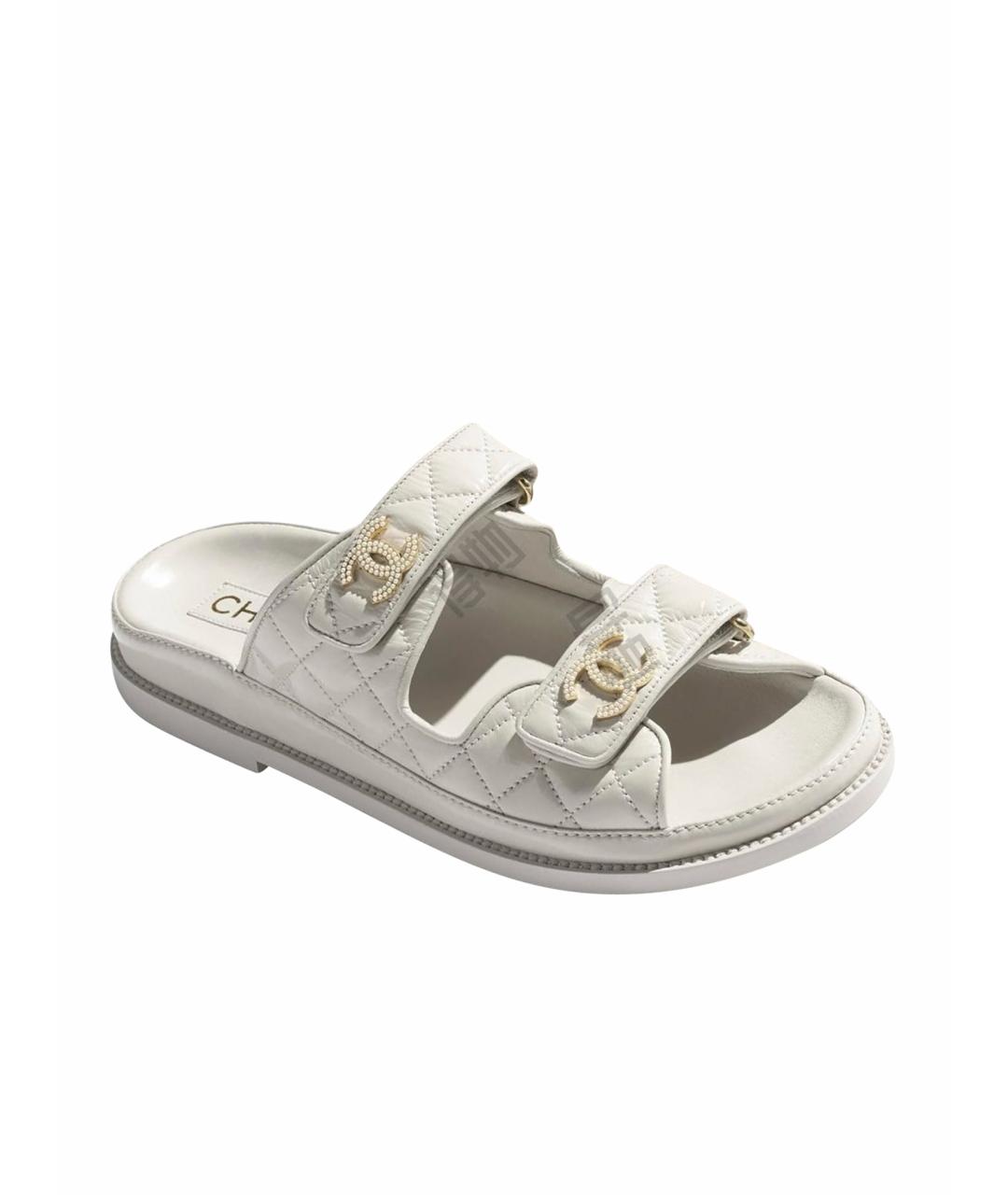 CHANEL Белые кожаные сандалии, фото 4