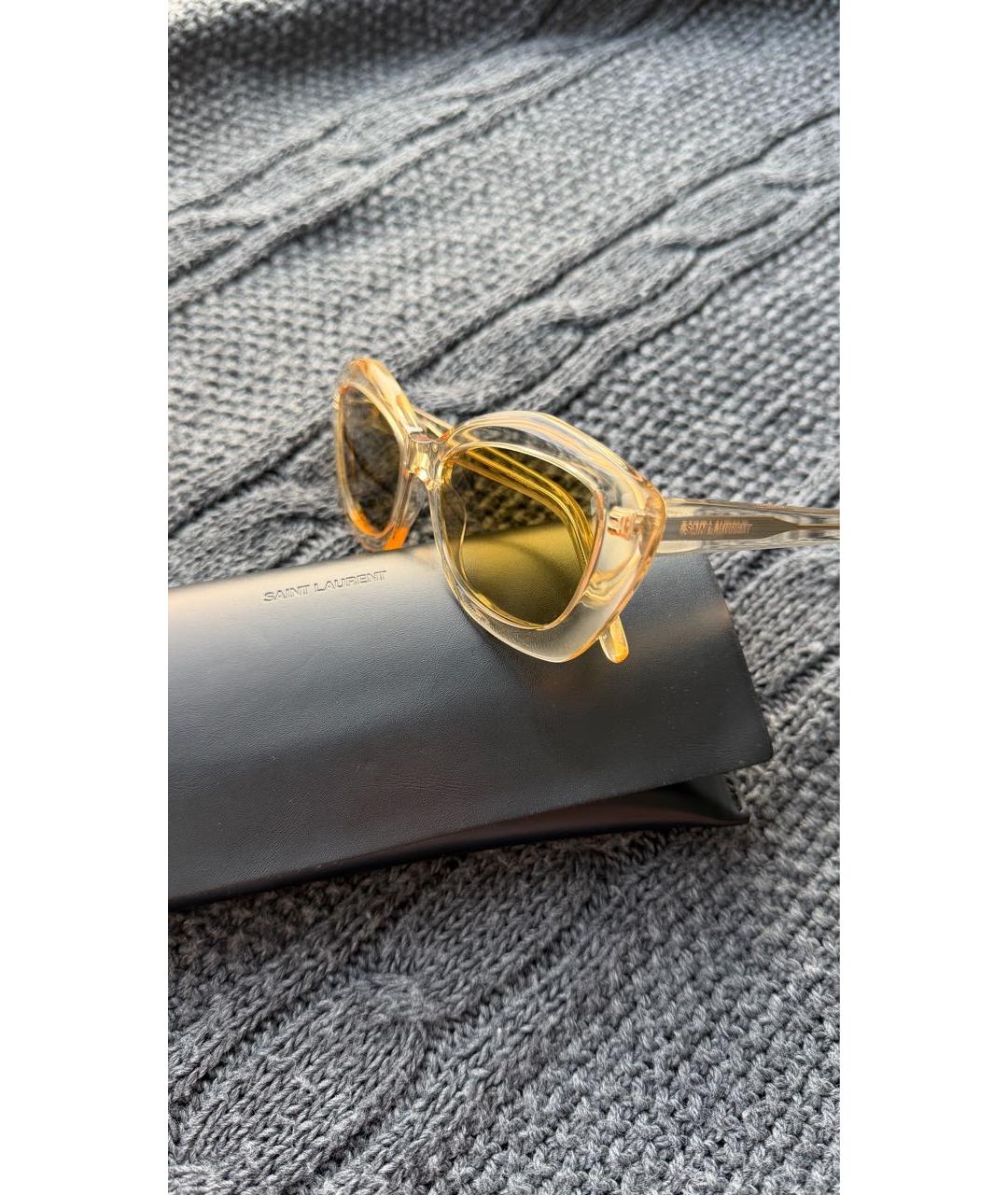 SAINT LAURENT Коричневые пластиковые солнцезащитные очки, фото 3