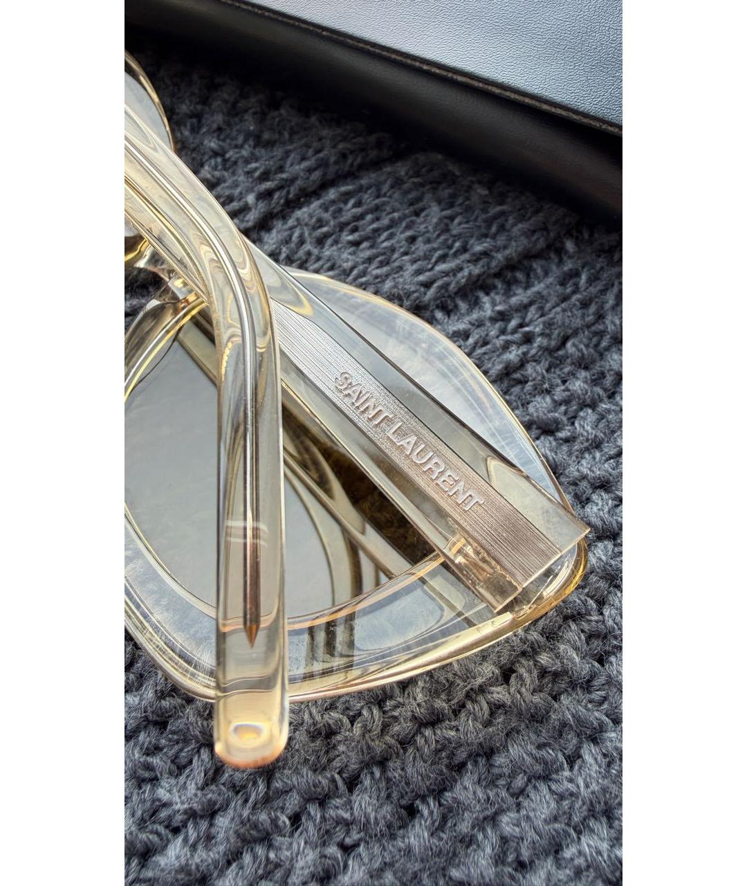 SAINT LAURENT Коричневые пластиковые солнцезащитные очки, фото 5