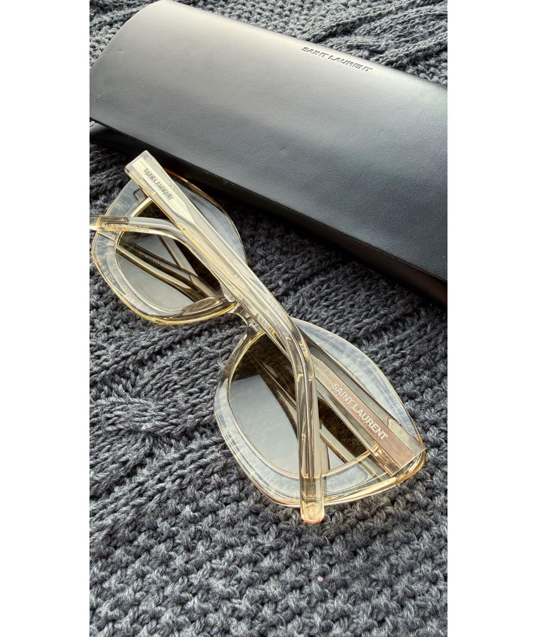 SAINT LAURENT Коричневые пластиковые солнцезащитные очки, фото 2