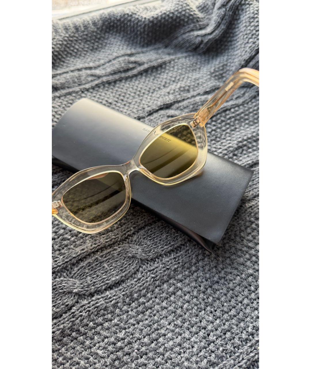 SAINT LAURENT Коричневые пластиковые солнцезащитные очки, фото 4