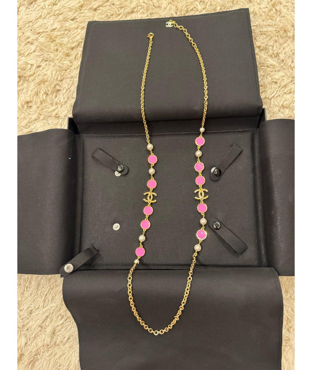CHANEL Розовое металлическое колье, фото 5