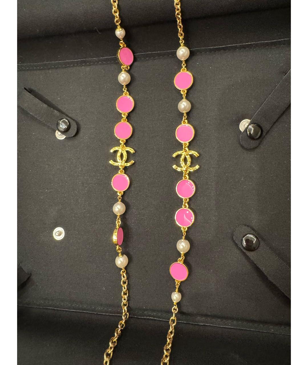 CHANEL Розовое металлическое колье, фото 2