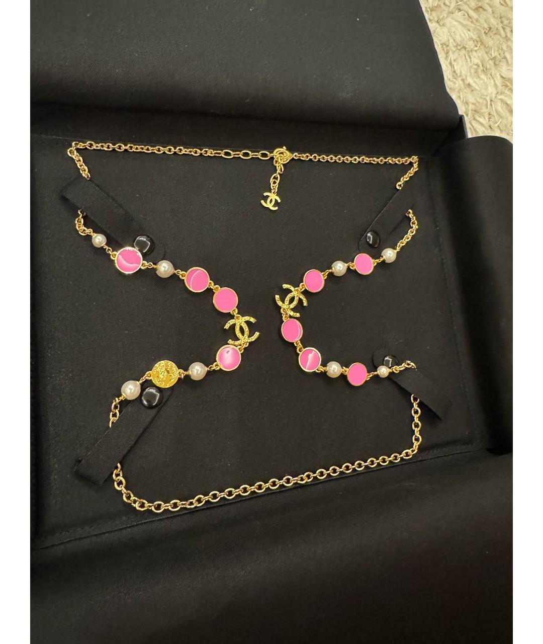 CHANEL Розовое металлическое колье, фото 4