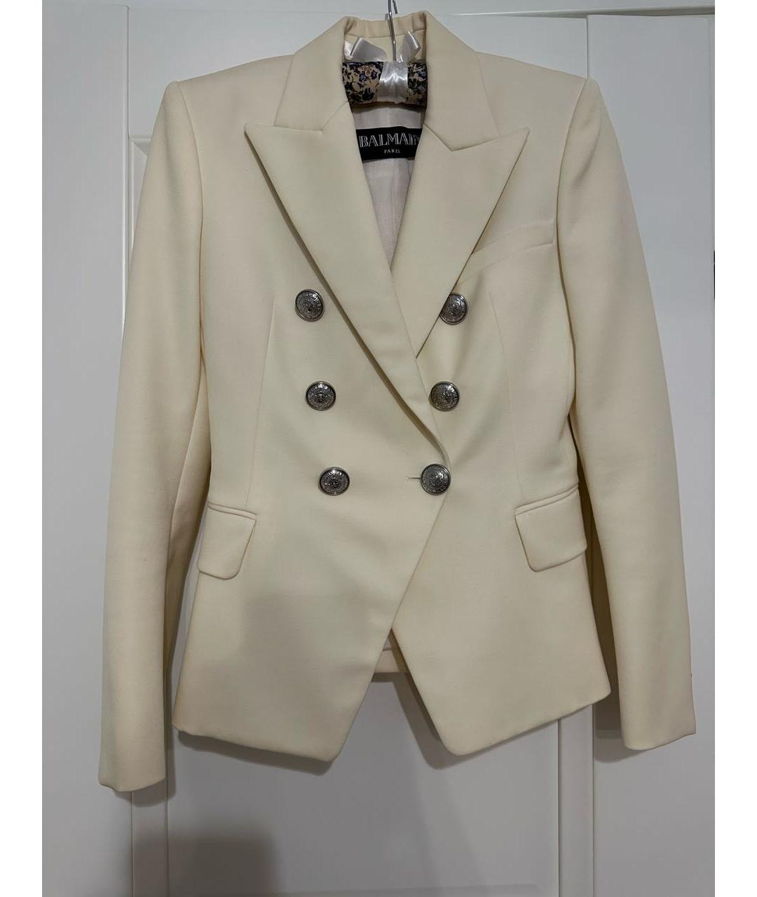 BALMAIN Белый шерстяной жакет/пиджак, фото 9
