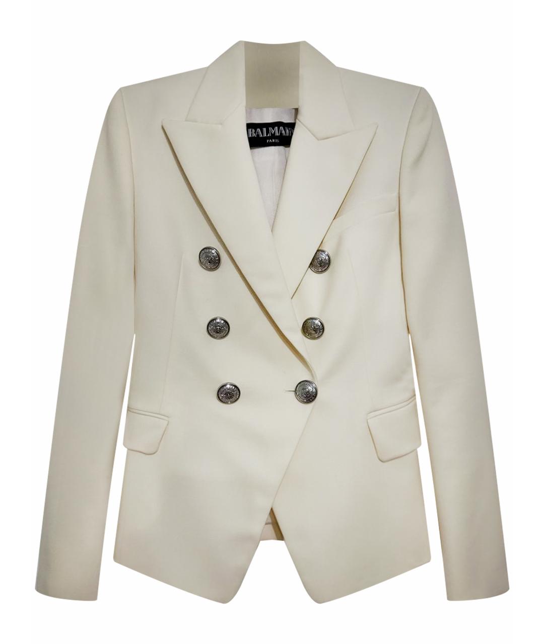 BALMAIN Белый шерстяной жакет/пиджак, фото 1