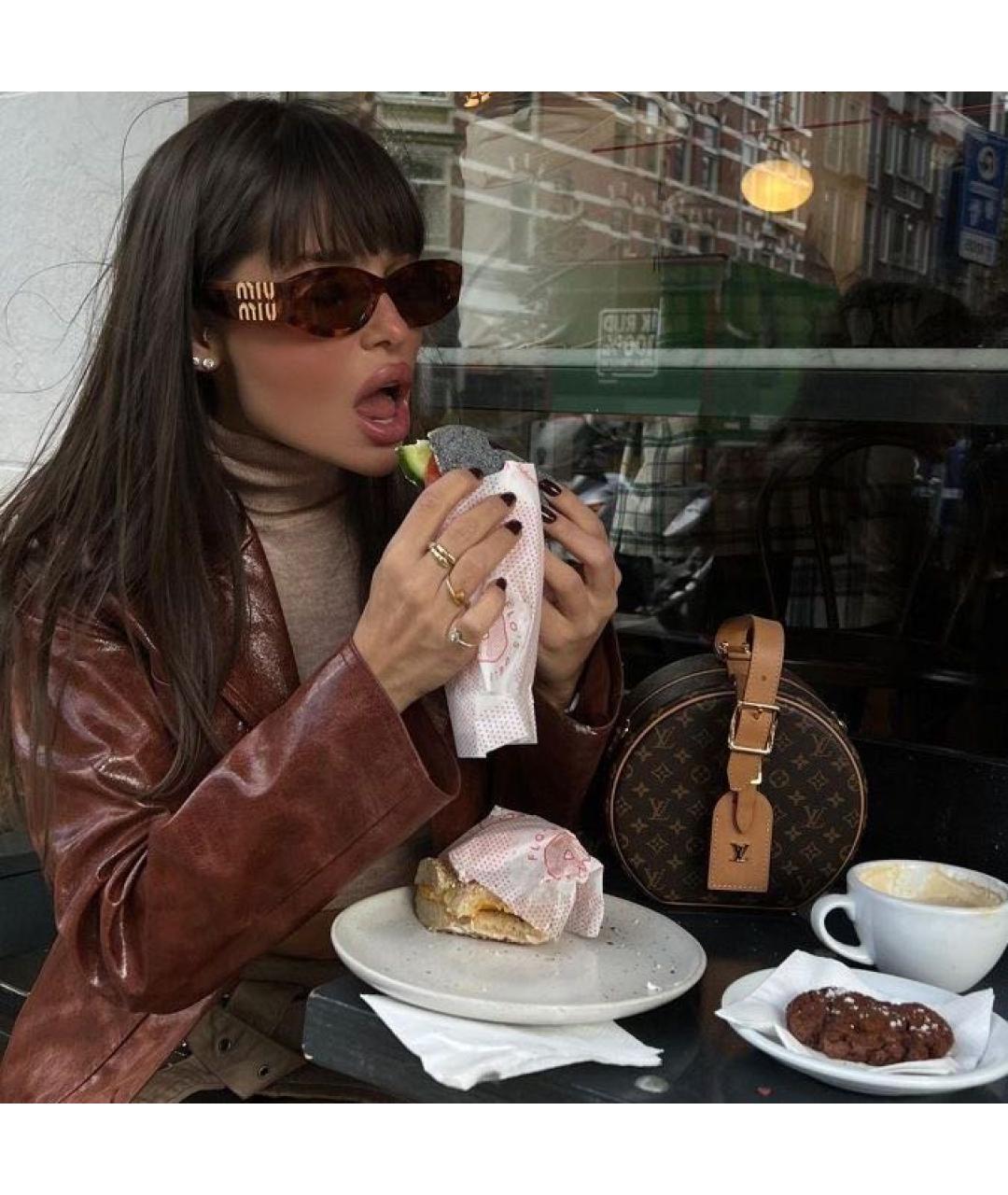 MIU MIU Коричневые пластиковые солнцезащитные очки, фото 3