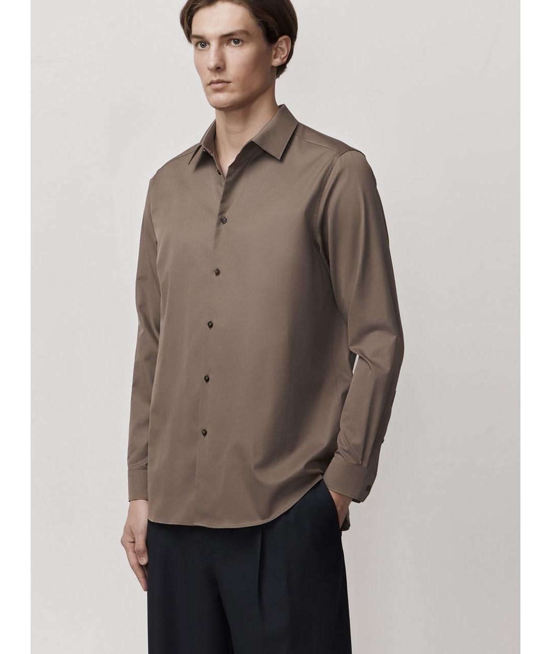 12 STOREEZ Коричневая хлопковая кэжуал рубашка, фото 2