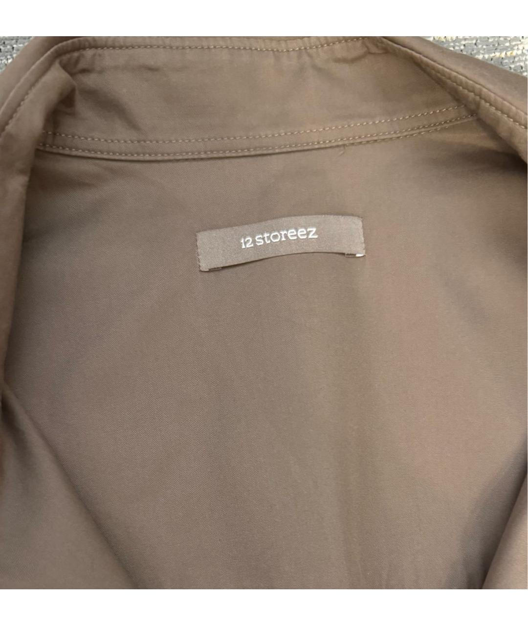 12 STOREEZ Коричневая хлопковая кэжуал рубашка, фото 4