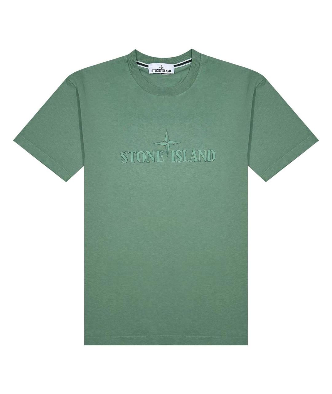 STONE ISLAND Зеленая хлопковая футболка, фото 1