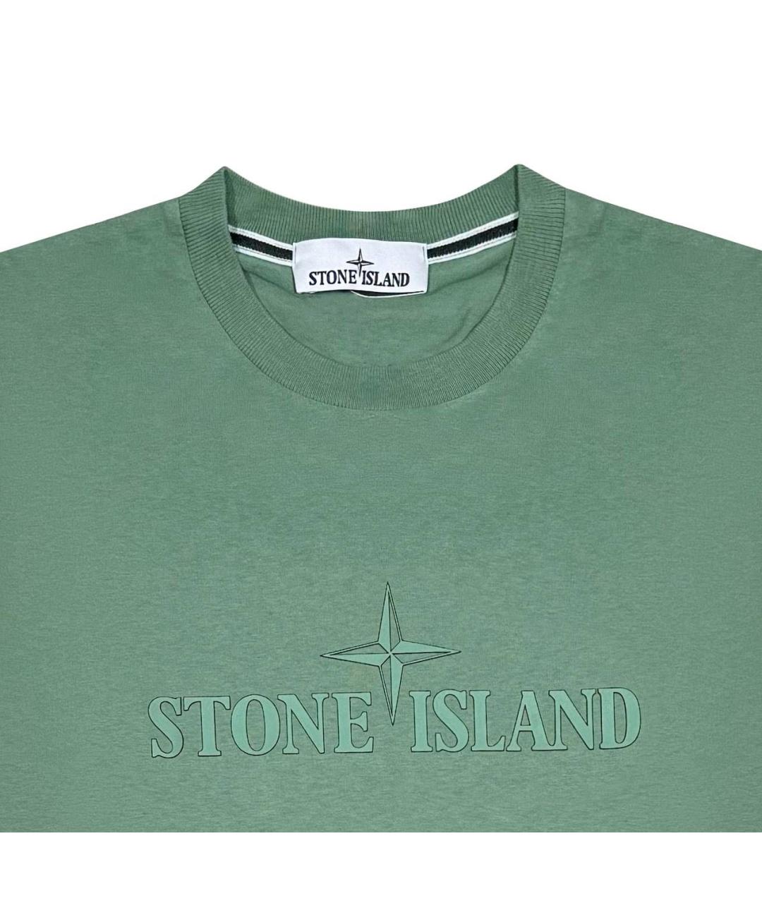 STONE ISLAND Зеленая хлопковая футболка, фото 4