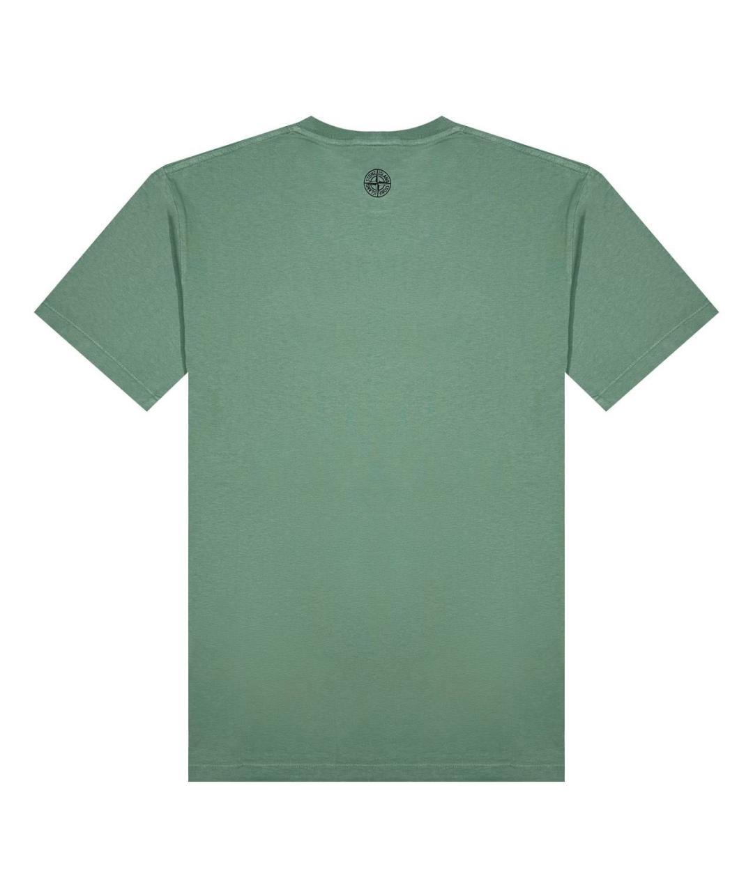STONE ISLAND Зеленая хлопковая футболка, фото 2