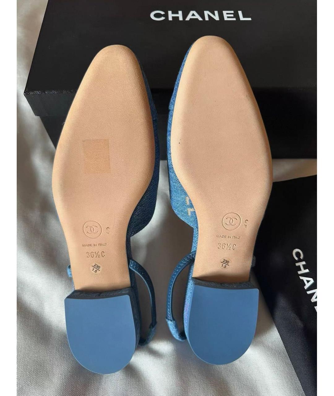 CHANEL Синие текстильные туфли, фото 6