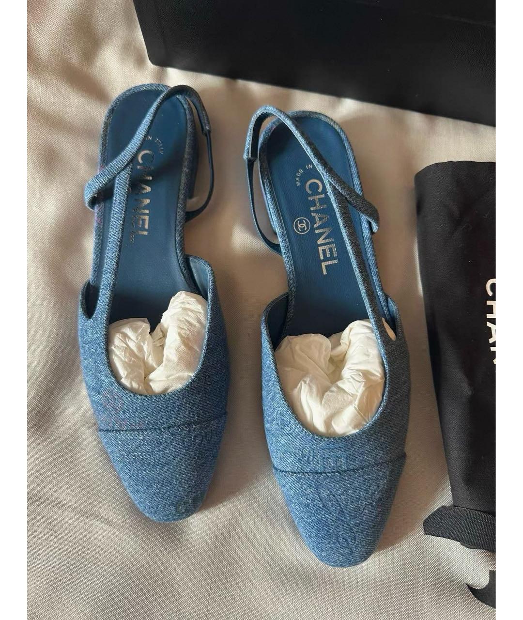 CHANEL Синие текстильные туфли, фото 2