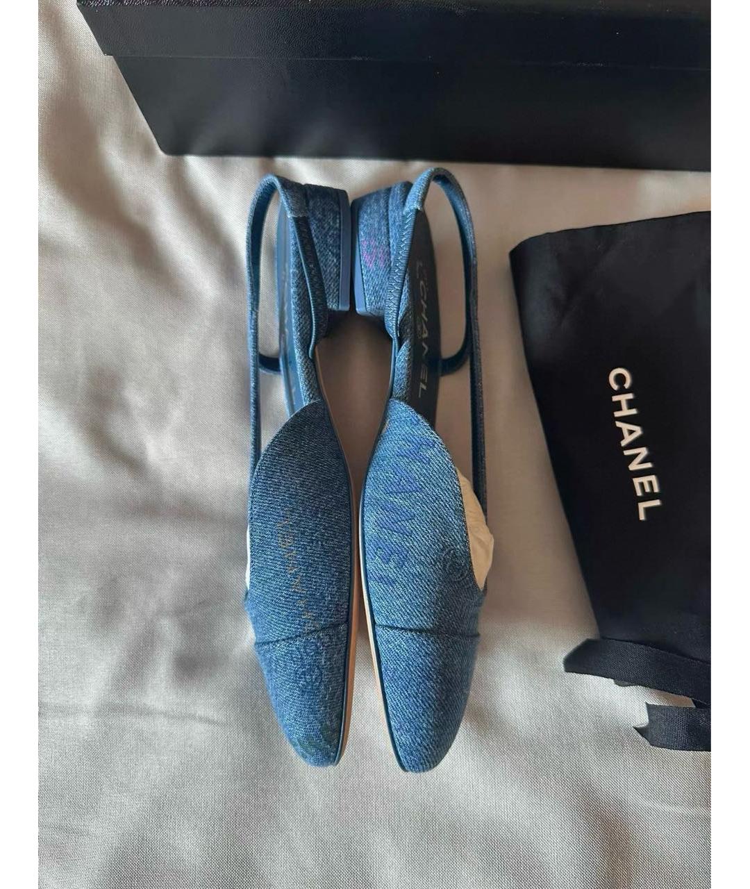 CHANEL Синие текстильные туфли, фото 3