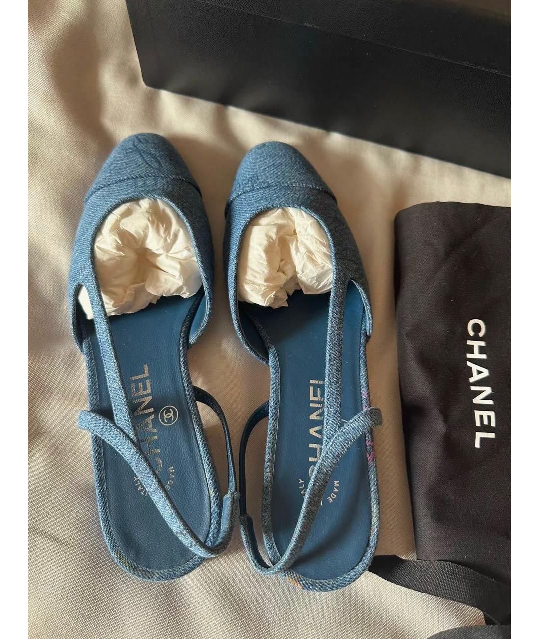 CHANEL Синие текстильные туфли, фото 5