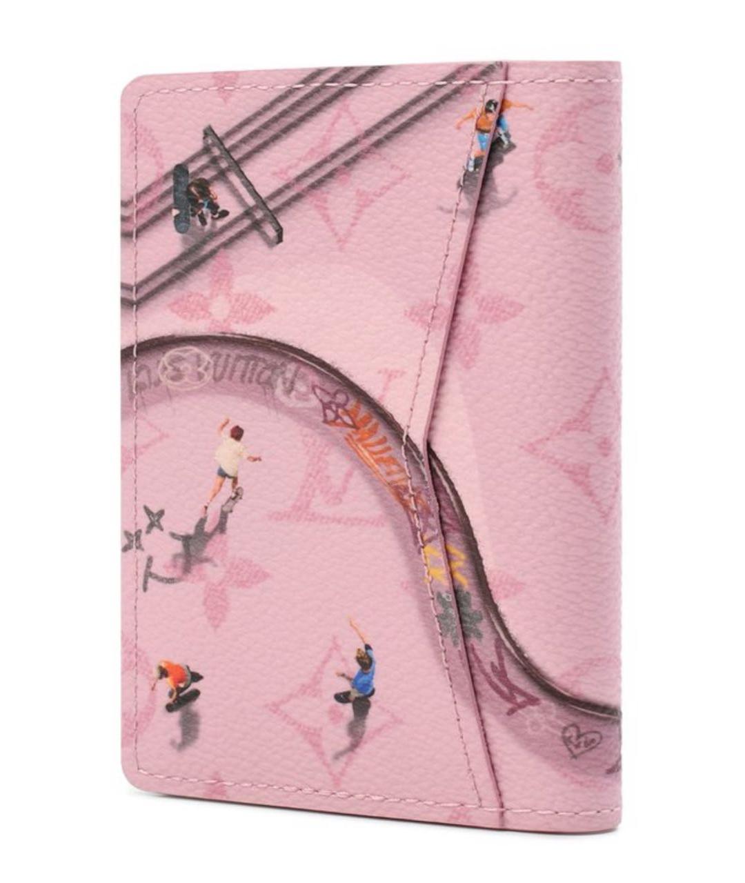 LOUIS VUITTON Розовый кожаный кошелек, фото 2