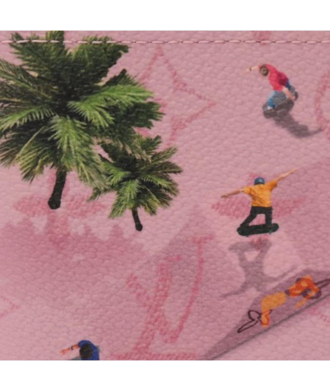 LOUIS VUITTON Розовый кожаный кошелек, фото 4