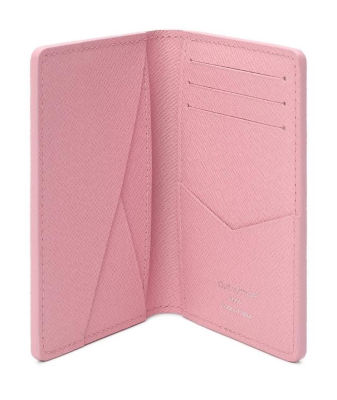 LOUIS VUITTON Розовый кожаный кошелек, фото 3