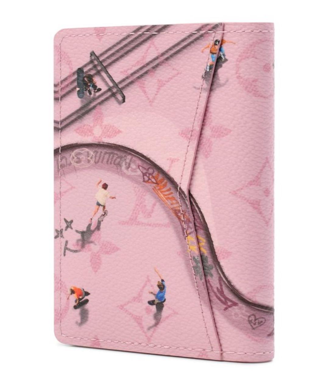 LOUIS VUITTON Розовый кожаный кошелек, фото 2