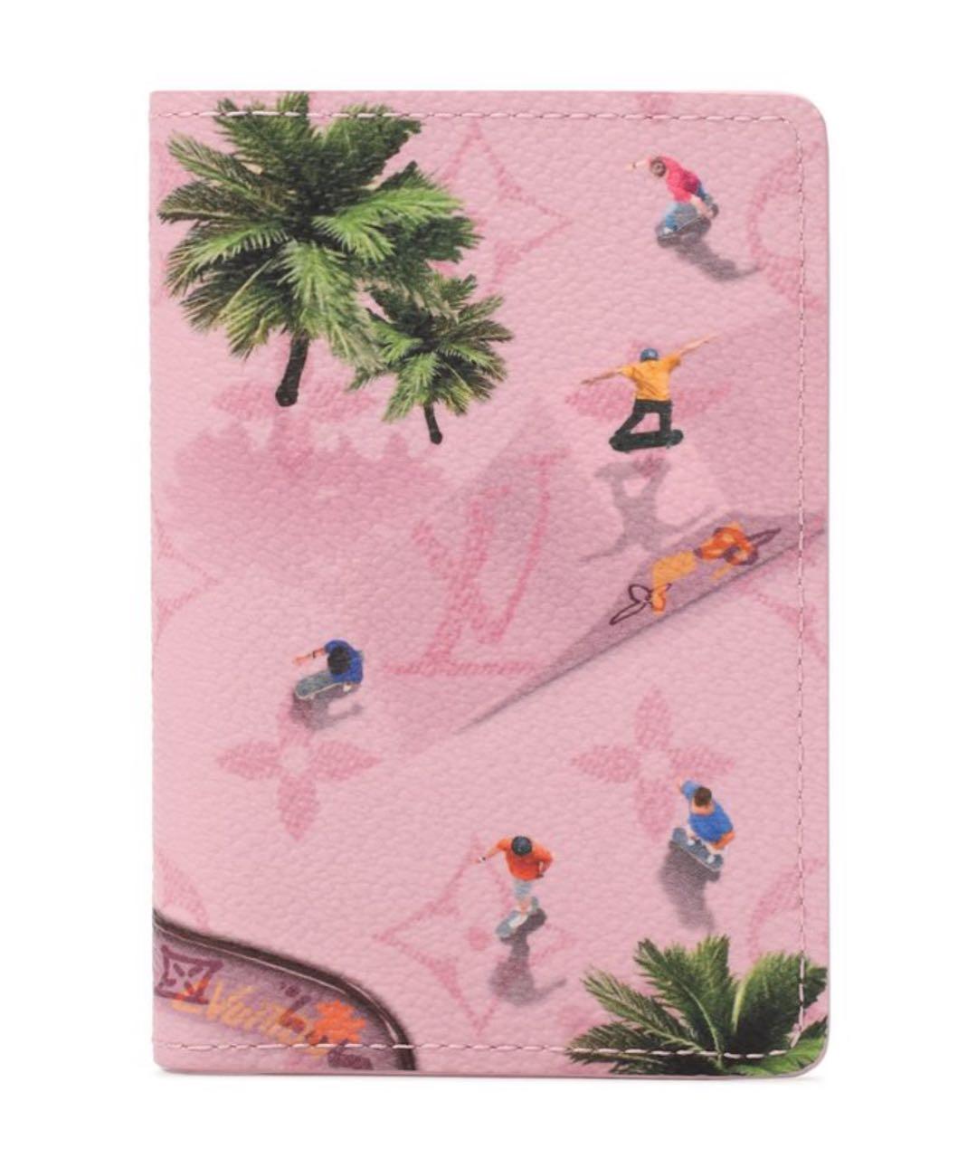 LOUIS VUITTON Розовый кожаный кошелек, фото 6