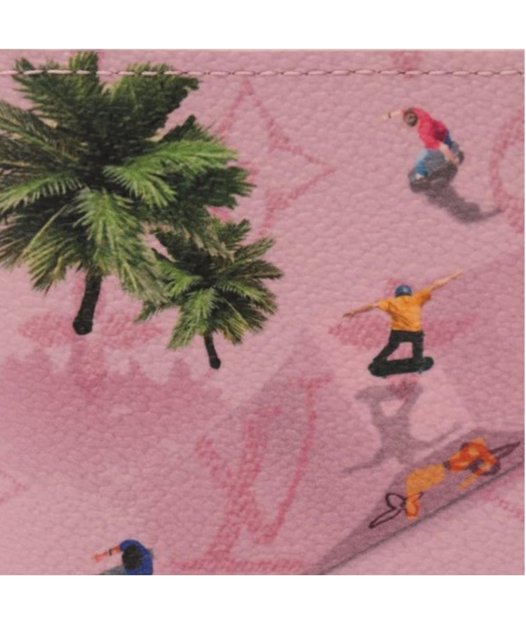 LOUIS VUITTON Розовый кожаный кошелек, фото 4