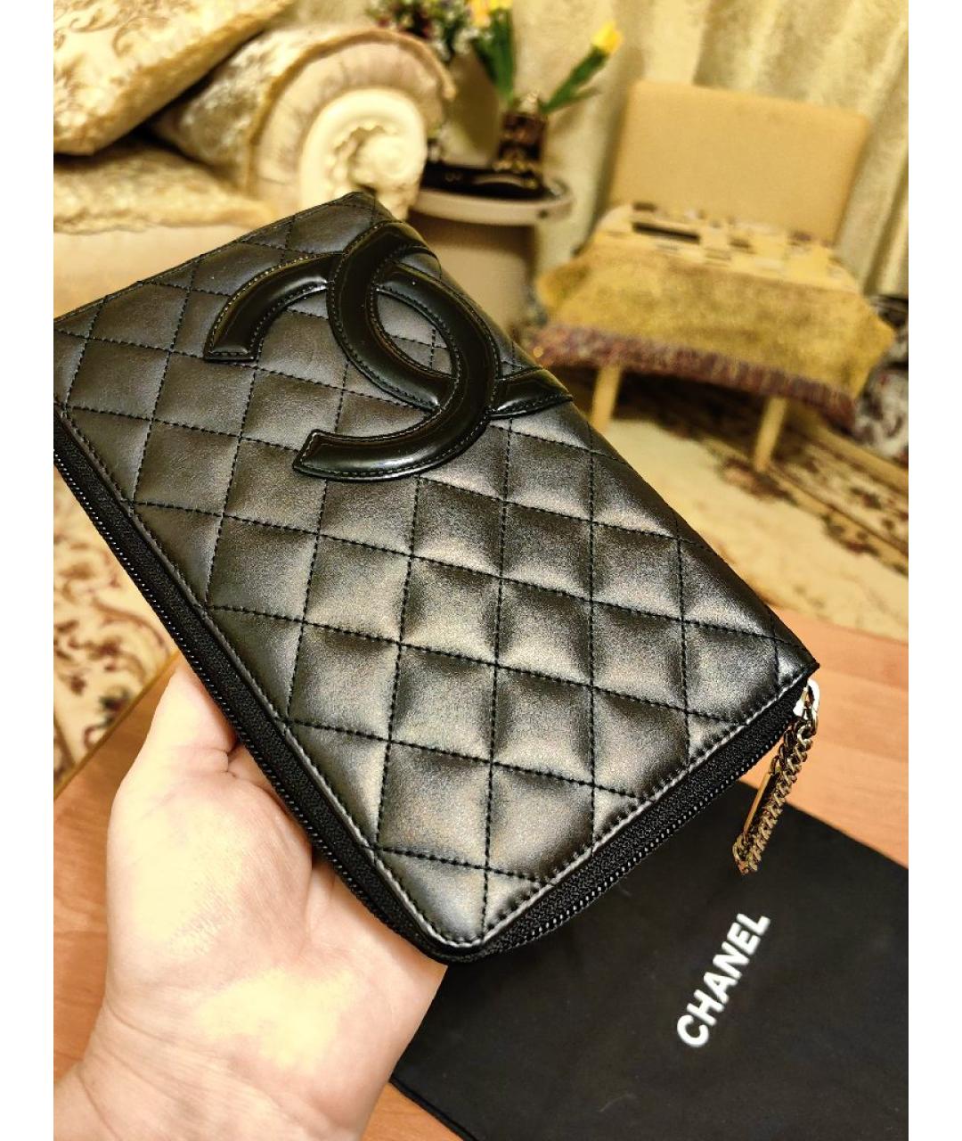 CHANEL Черный кожаный кошелек, фото 2