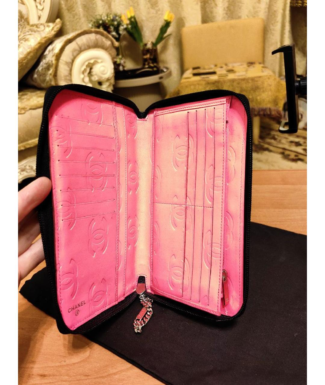 CHANEL Черный кожаный кошелек, фото 4