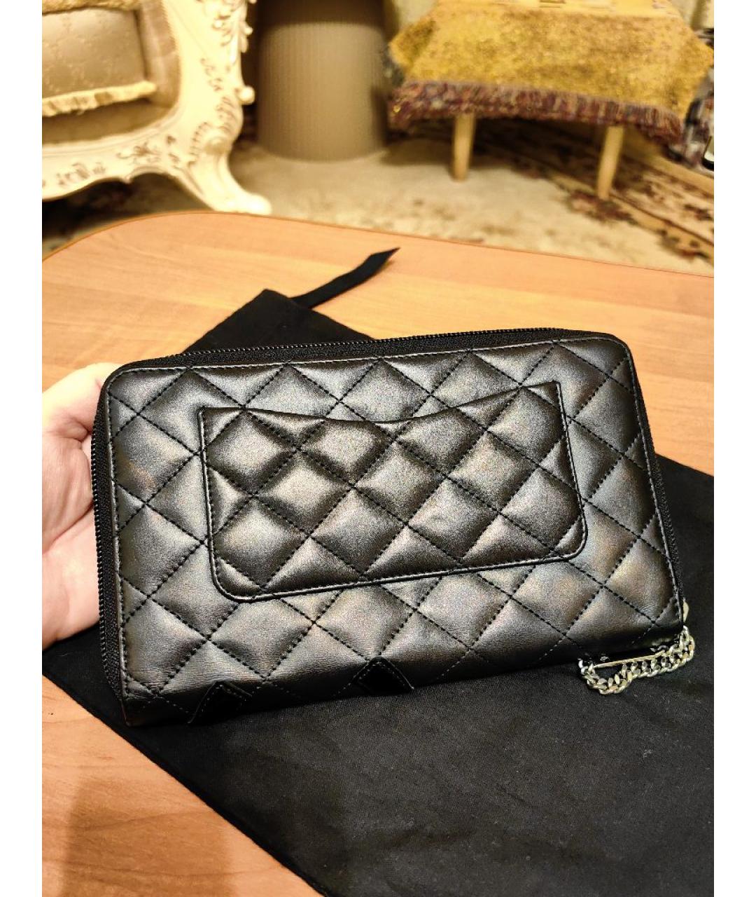 CHANEL Черный кожаный кошелек, фото 3