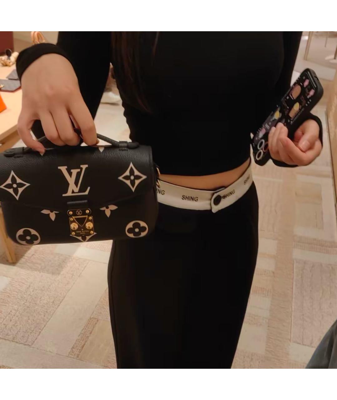 LOUIS VUITTON Черная кожаная сумка через плечо, фото 6