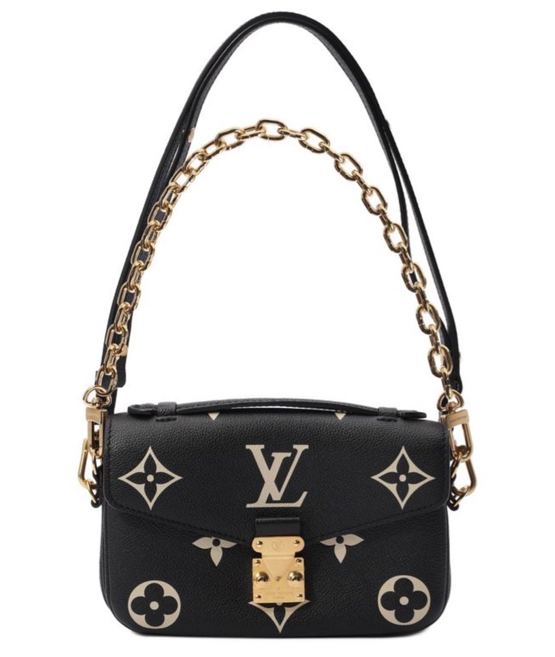 LOUIS VUITTON Черная кожаная сумка с короткими ручками, фото 1