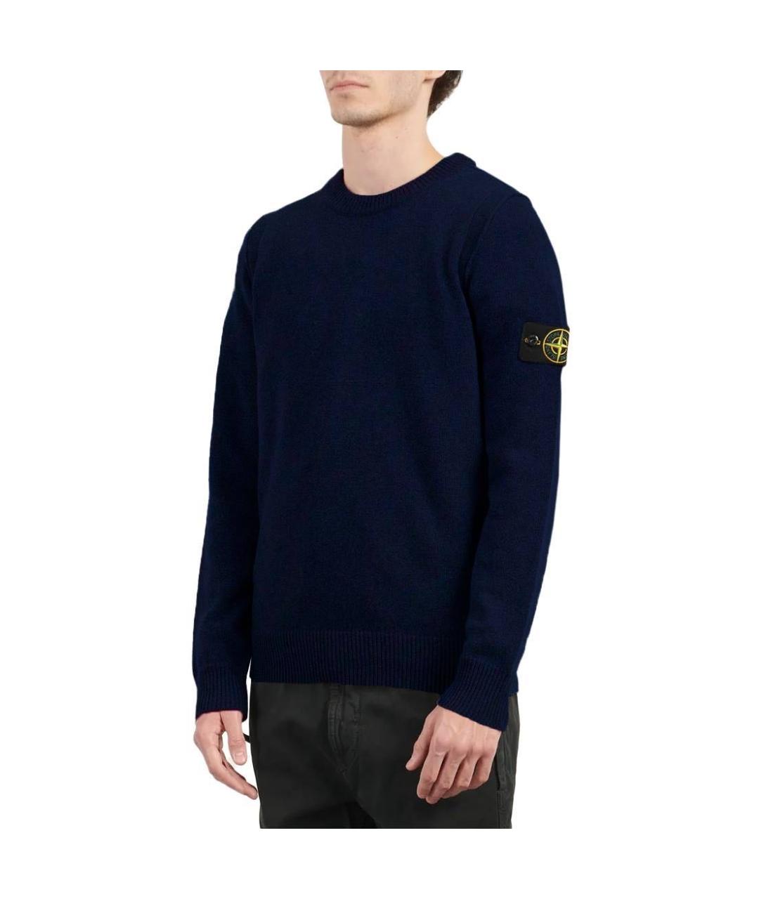 STONE ISLAND Темно-синий шерстяной джемпер / свитер, фото 3