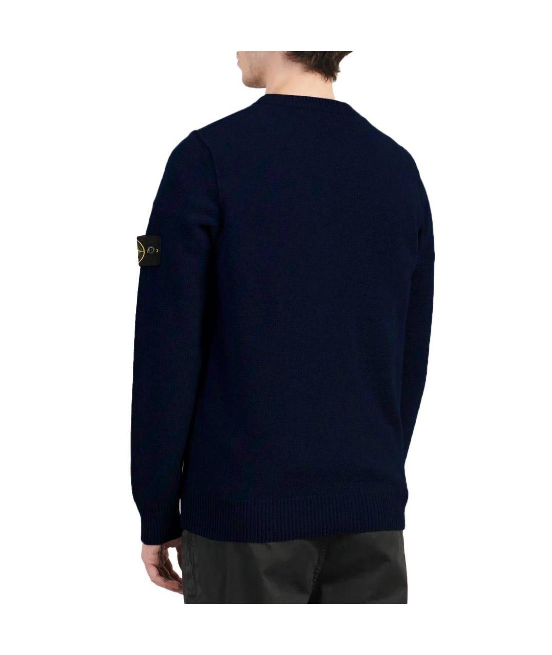 STONE ISLAND Темно-синий шерстяной джемпер / свитер, фото 4