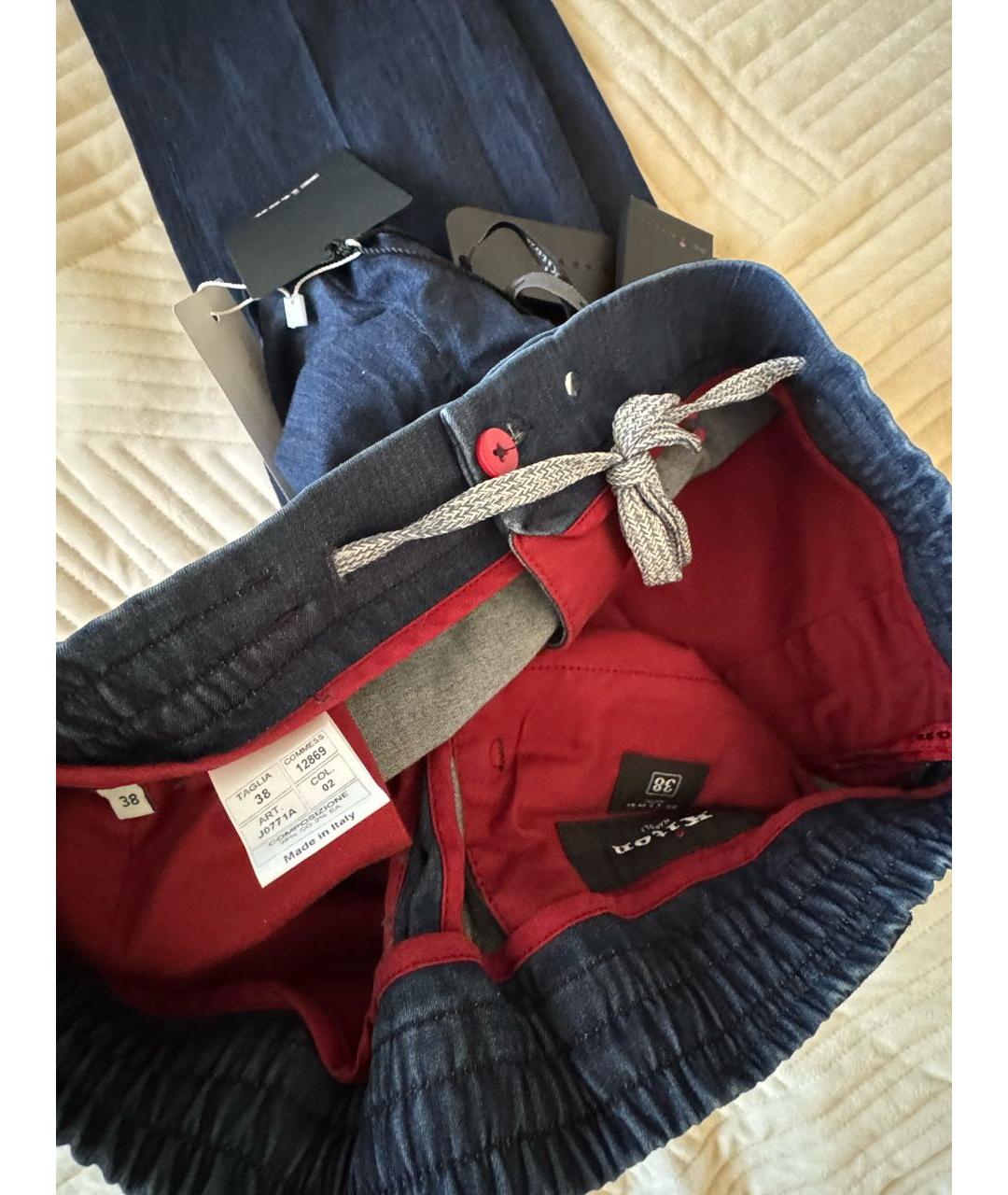 KITON Темно-синие хлопко-эластановые джинсы, фото 5