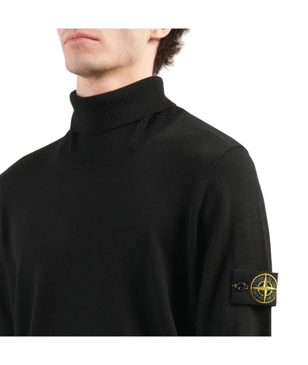 STONE ISLAND Черная шерстяная водолазка, фото 2