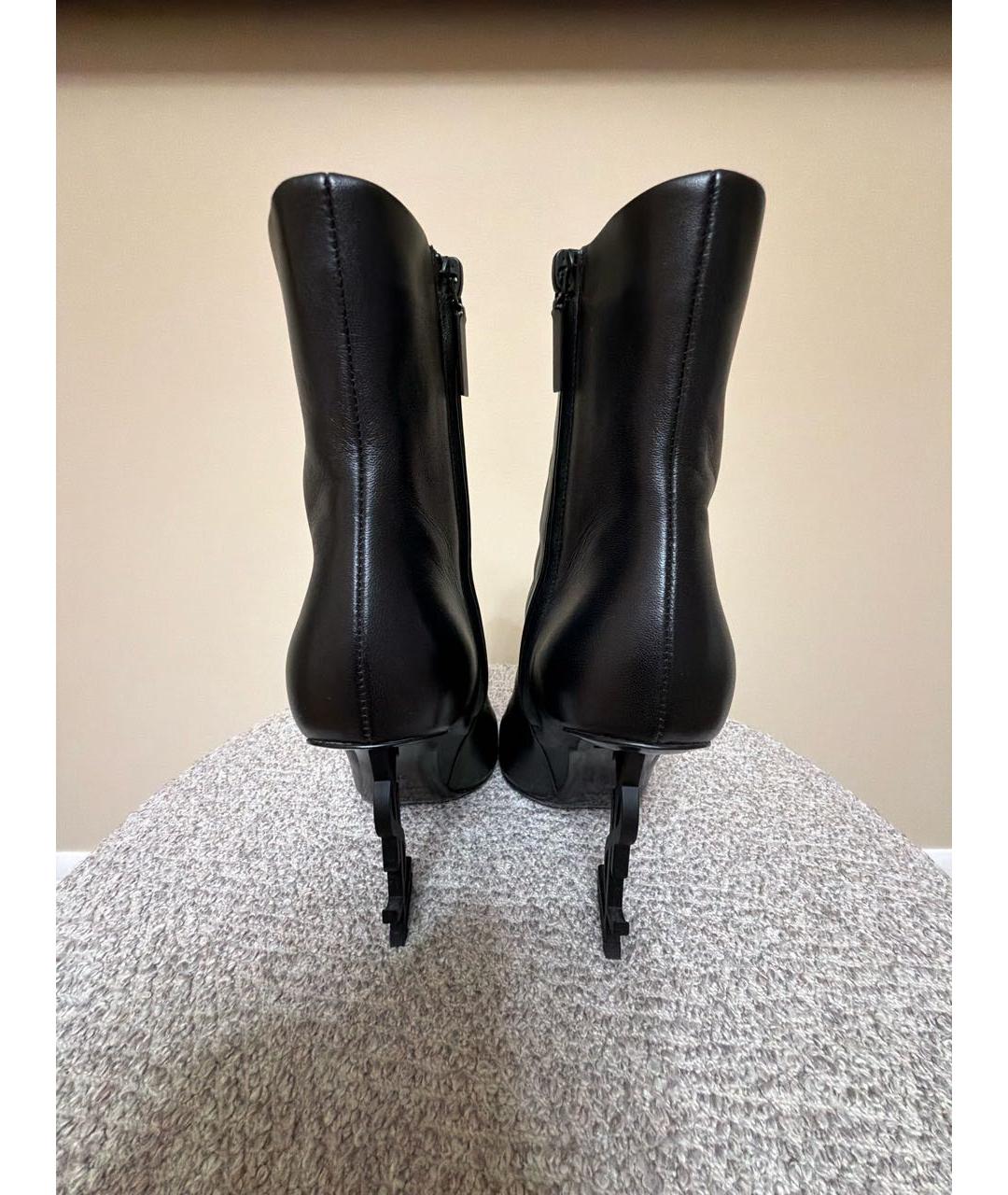 SAINT LAURENT Черные кожаные полусапоги, фото 4