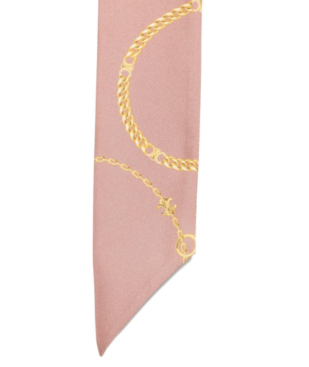 CELINE Розовый шелковый шарф, фото 2