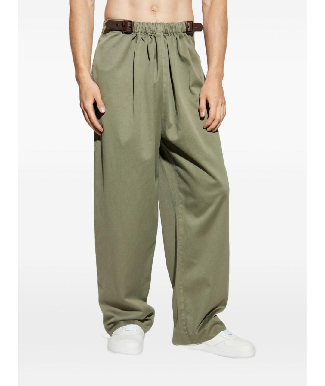 LOEWE Зеленые хлопковые повседневные брюки, фото 4