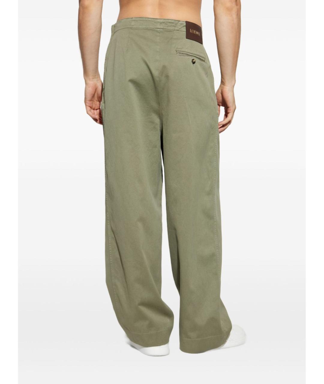 LOEWE Зеленые хлопковые повседневные брюки, фото 2