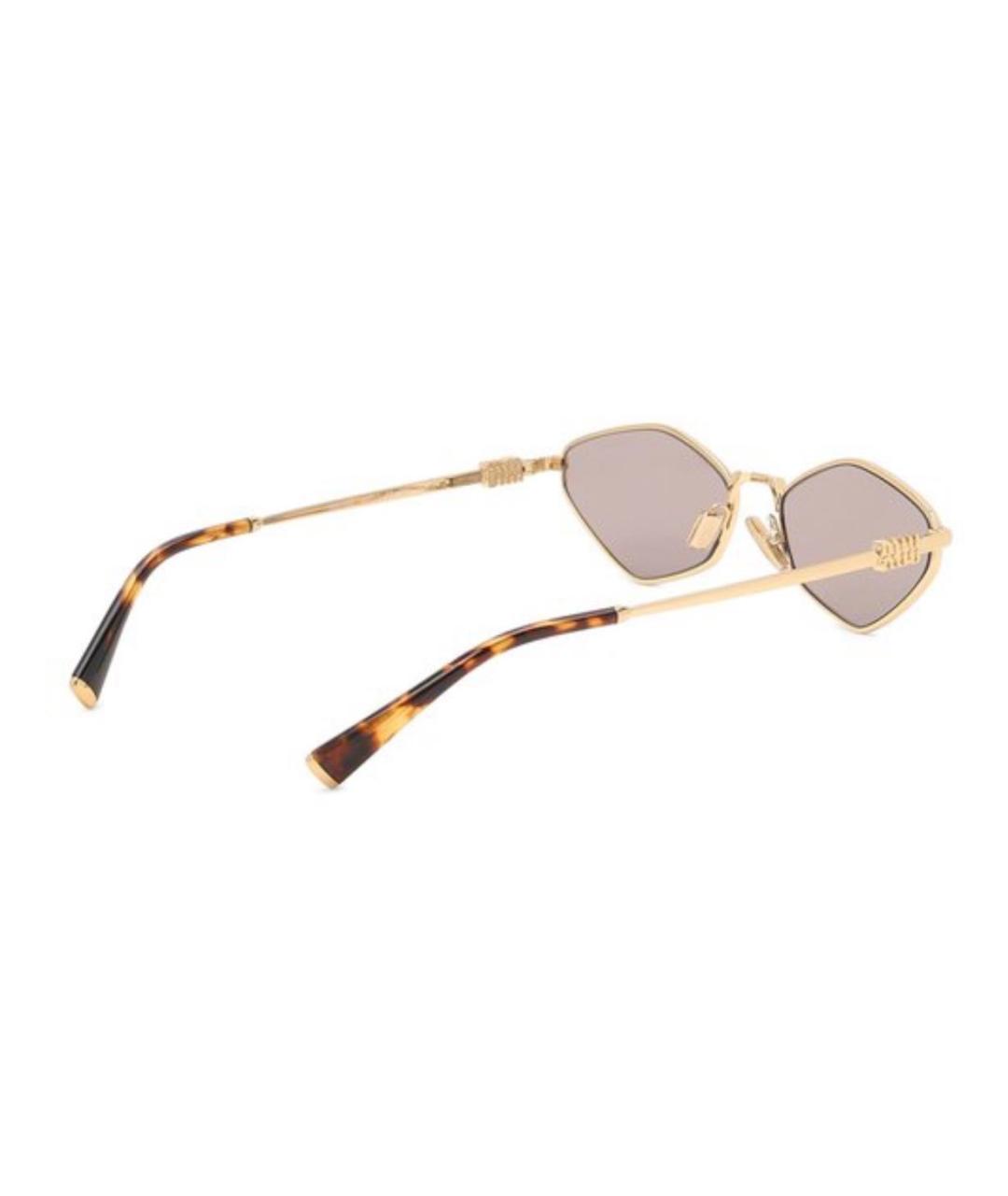 MIU MIU Золотые металлические солнцезащитные очки, фото 2