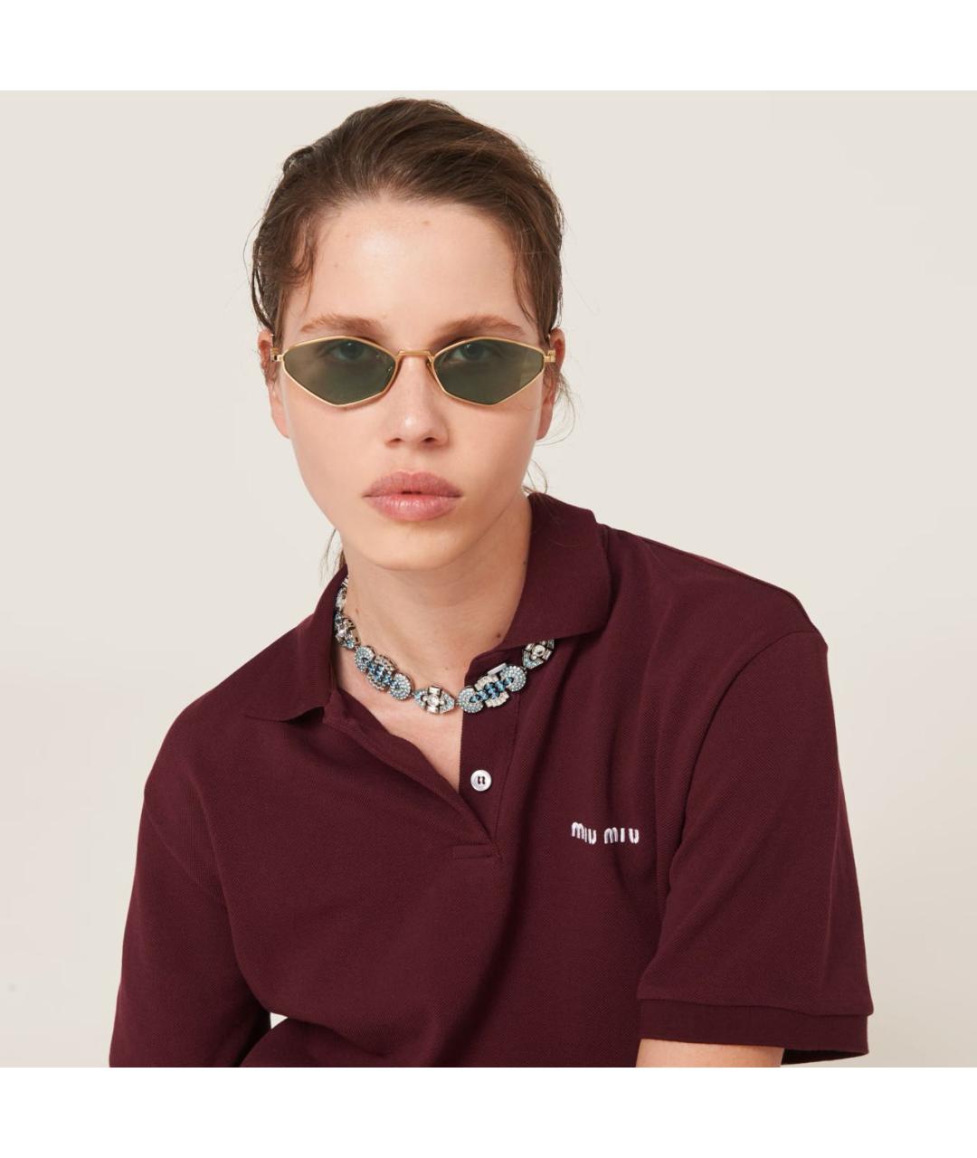 MIU MIU Золотые металлические солнцезащитные очки, фото 3