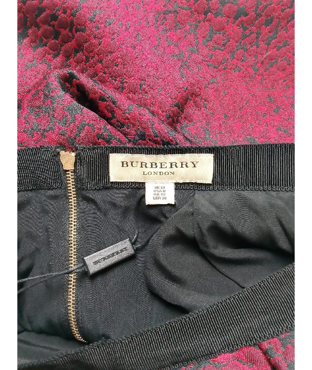 BURBERRY Красная полиэстеровая юбка мини, фото 3