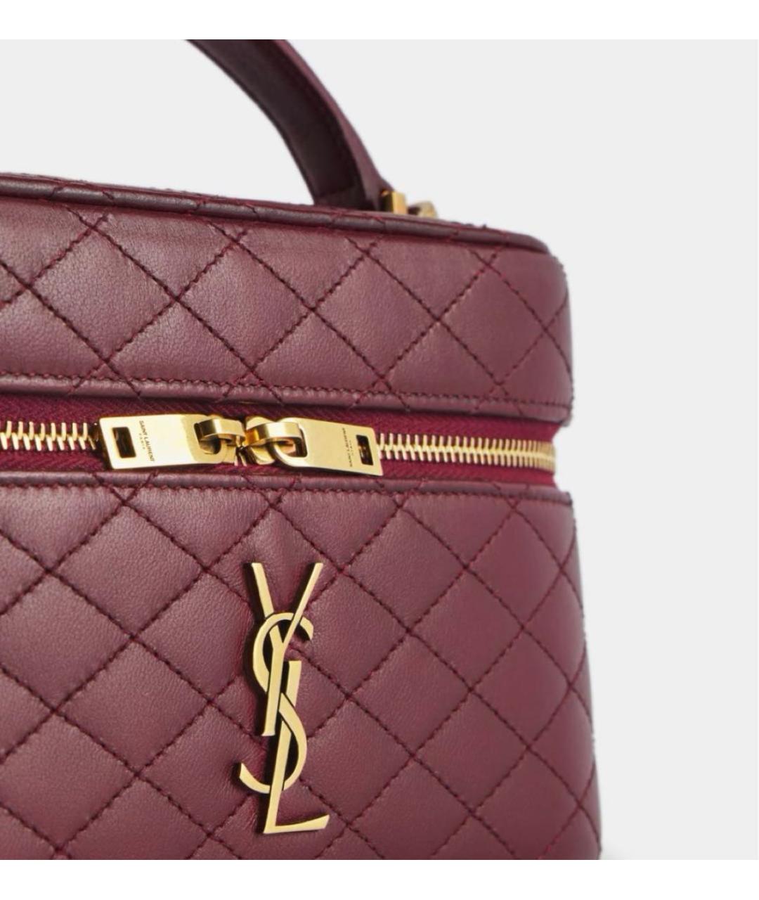 SAINT LAURENT Бордовая кожаная сумка с короткими ручками, фото 4