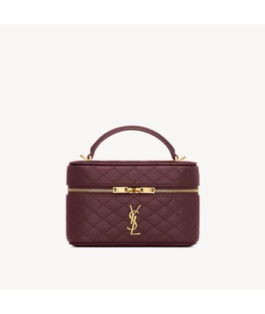 SAINT LAURENT Бордовая кожаная сумка с короткими ручками, фото 1