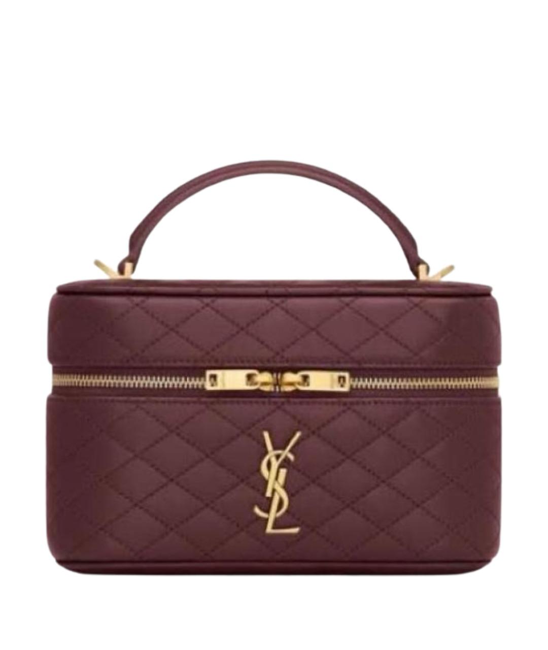 SAINT LAURENT Бордовая кожаная сумка с короткими ручками, фото 1