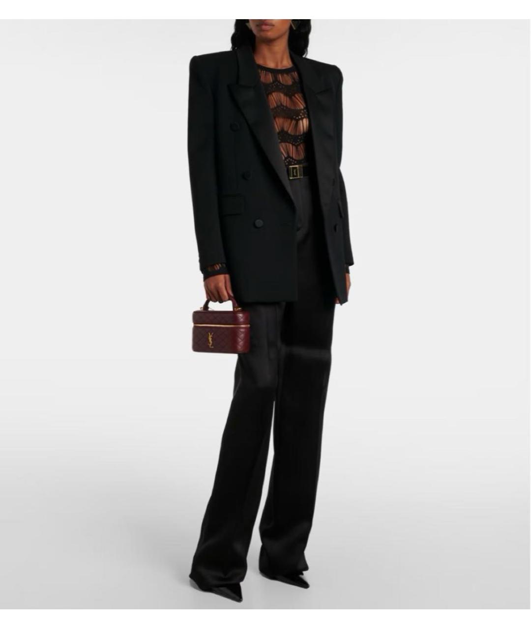 SAINT LAURENT Бордовая кожаная сумка с короткими ручками, фото 7