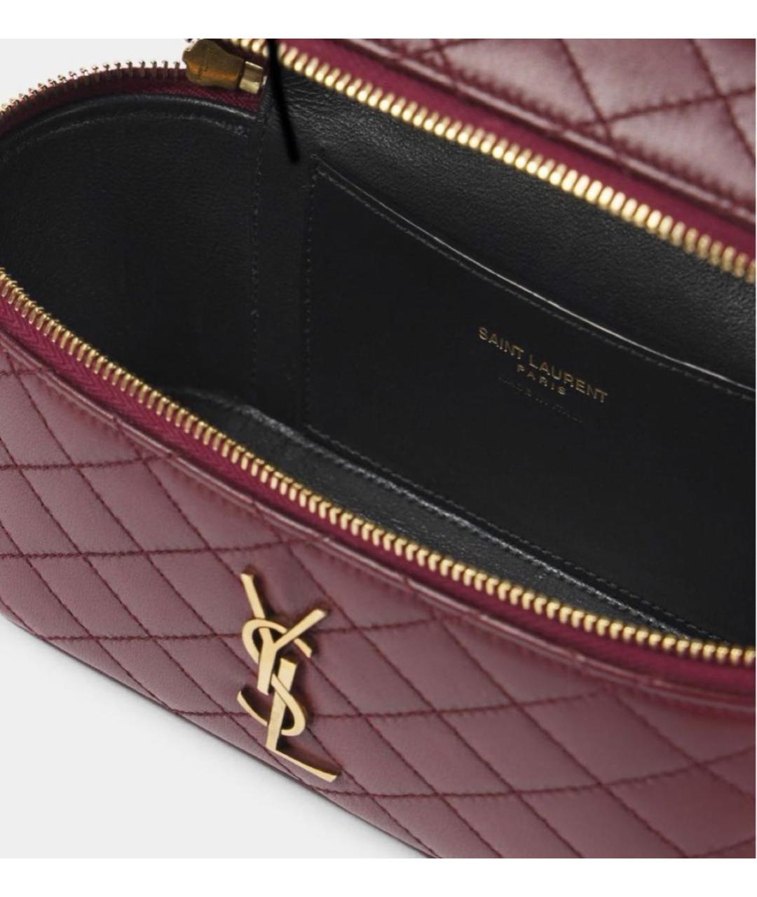 SAINT LAURENT Бордовая кожаная сумка с короткими ручками, фото 5