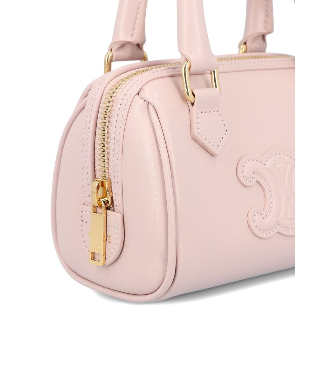 CELINE Розовая кожаная сумка с короткими ручками, фото 4